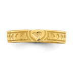 14k Engraved Heart Design Adjustable Toe Ring
