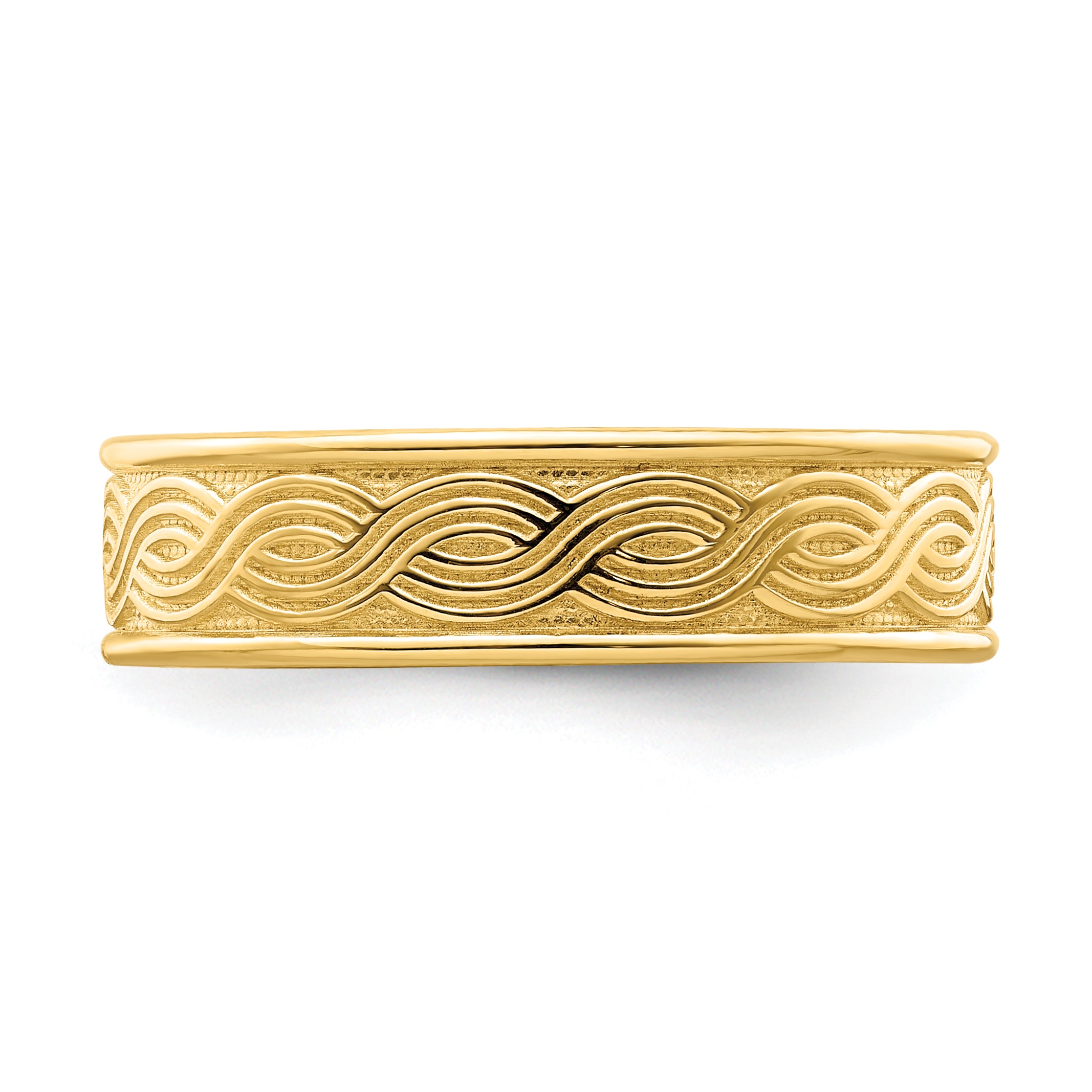 14k Wave Engraved Thumb Ring (size 9)