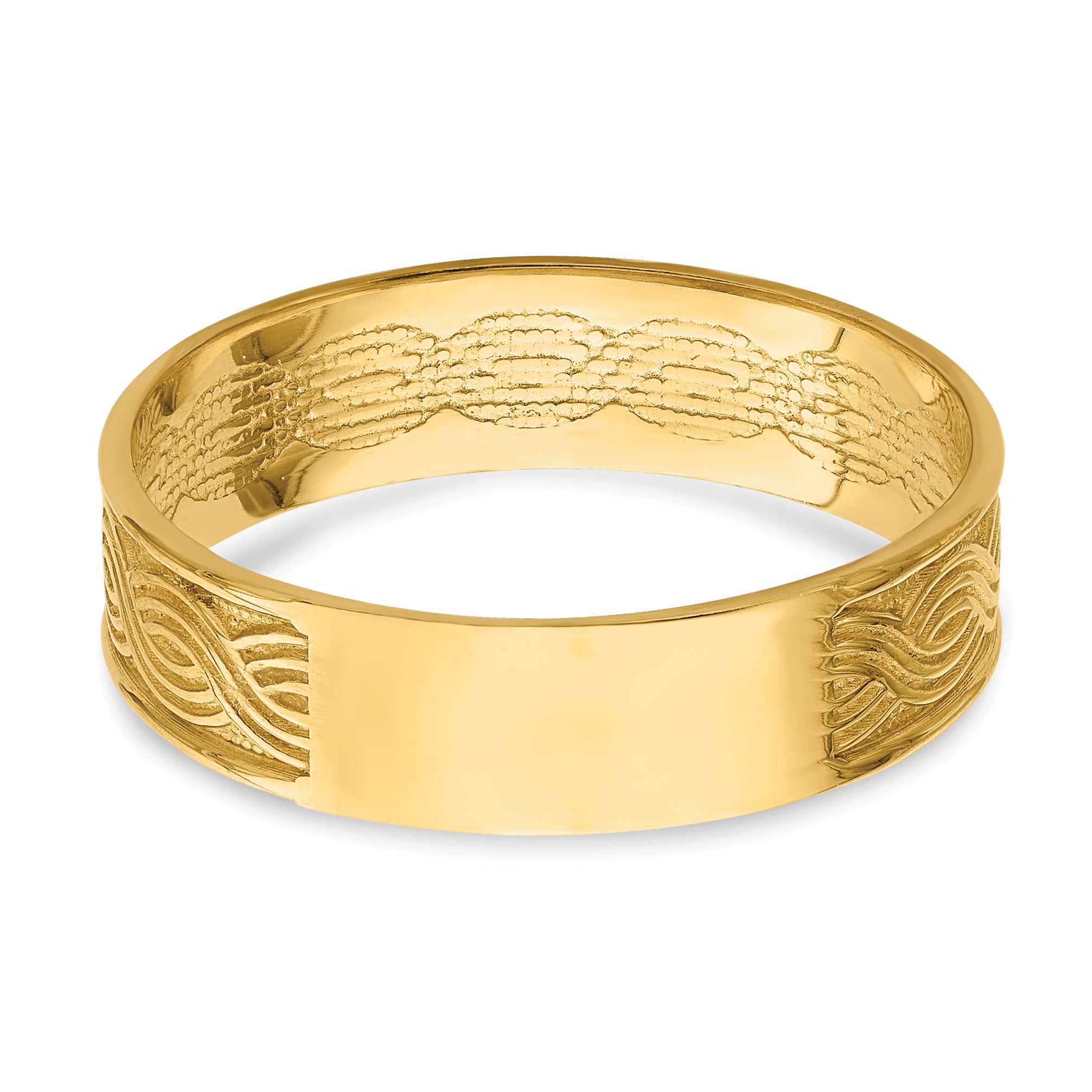 14k Wave Engraved Thumb Ring (size 9)