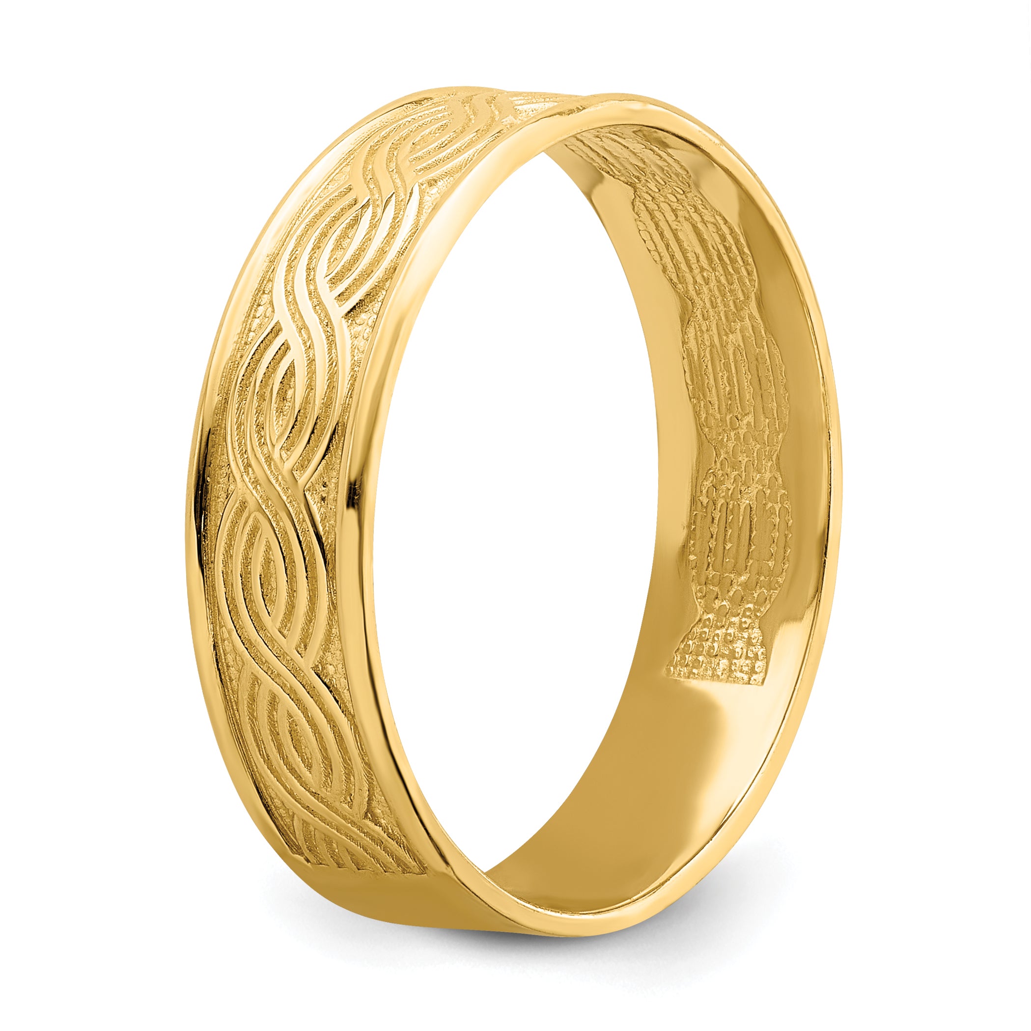14k Wave Engraved Thumb Ring (size 9)