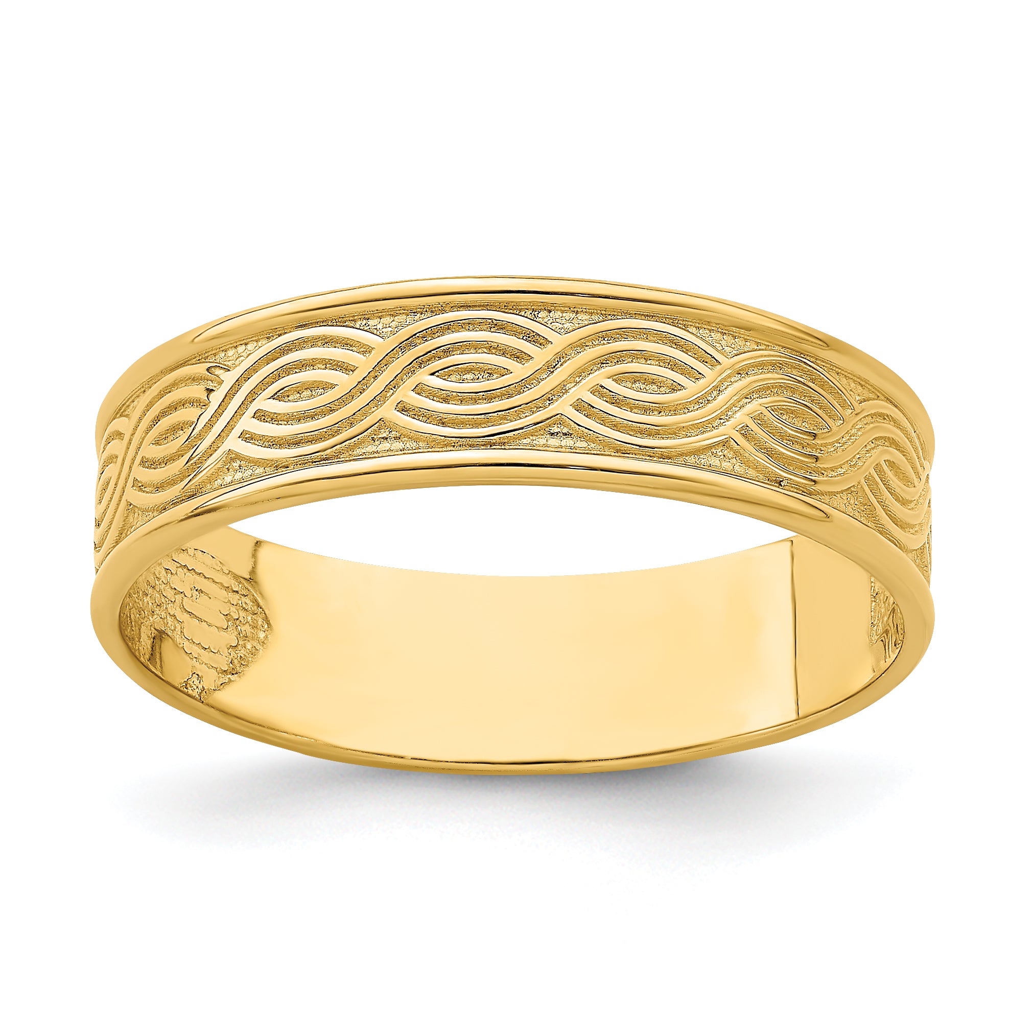 14k Wave Engraved Thumb Ring (size 9) Main image