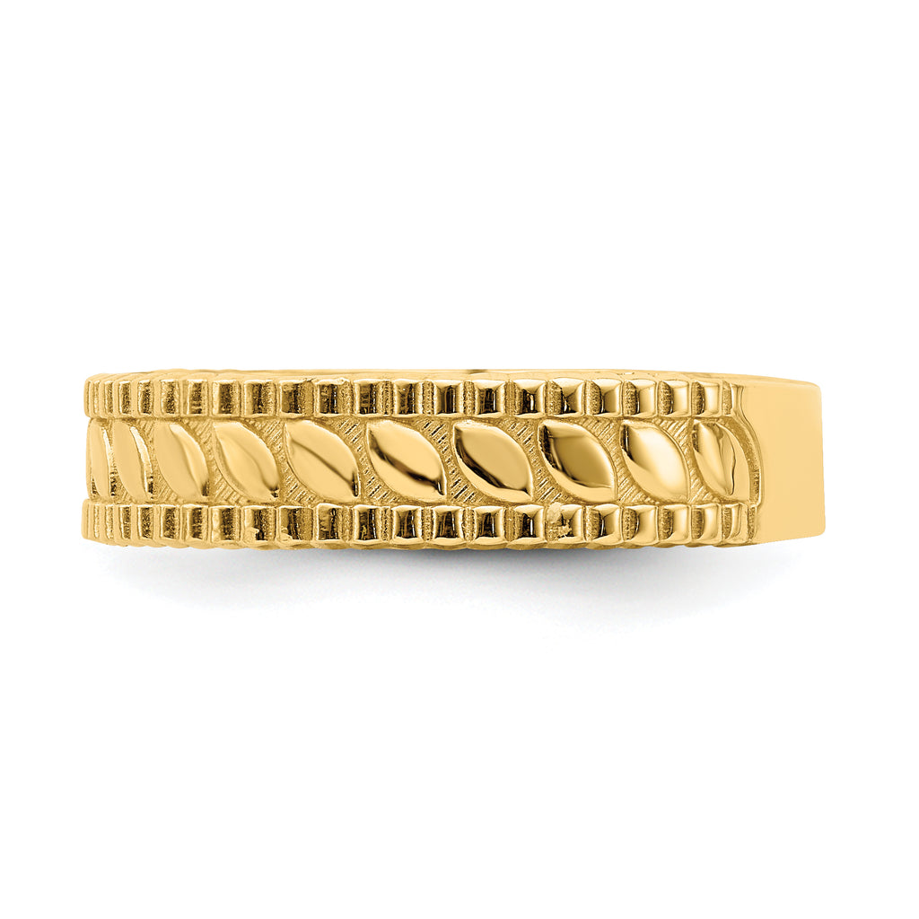 14k Leaf Engraved Thumb Ring (size 9)