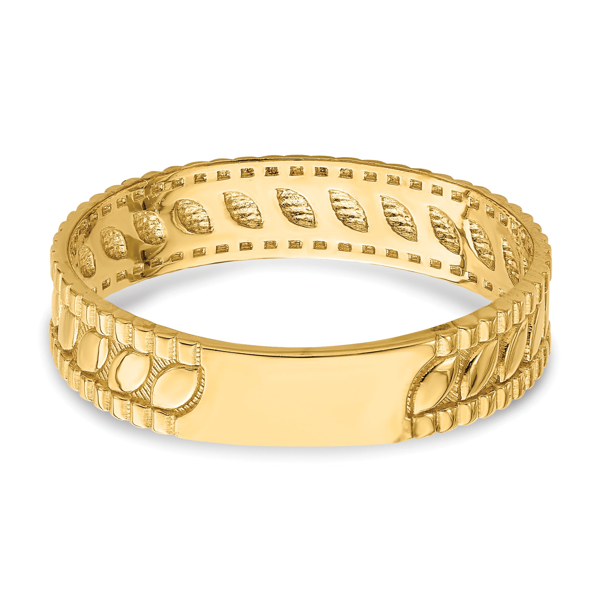 14k Leaf Engraved Thumb Ring (size 9)