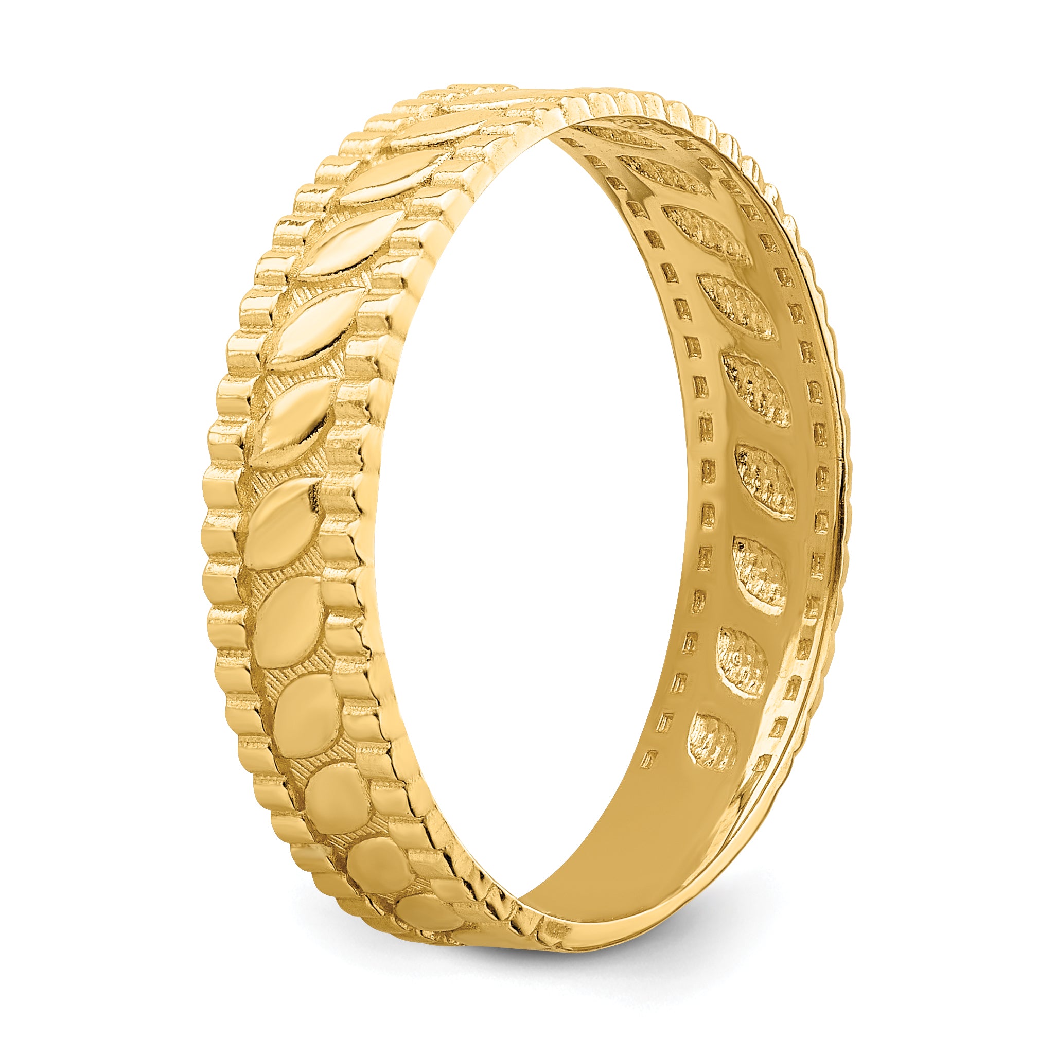 14k Leaf Engraved Thumb Ring (size 9)