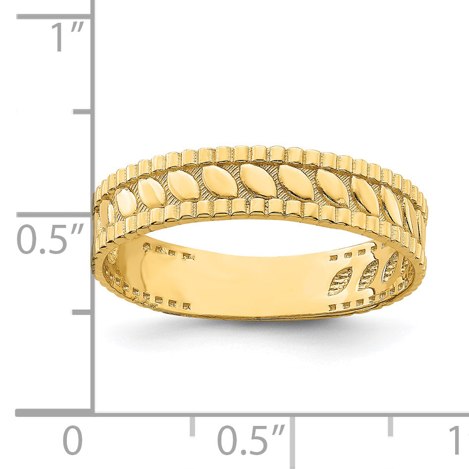 14k Leaf Engraved Thumb Ring (size 9)