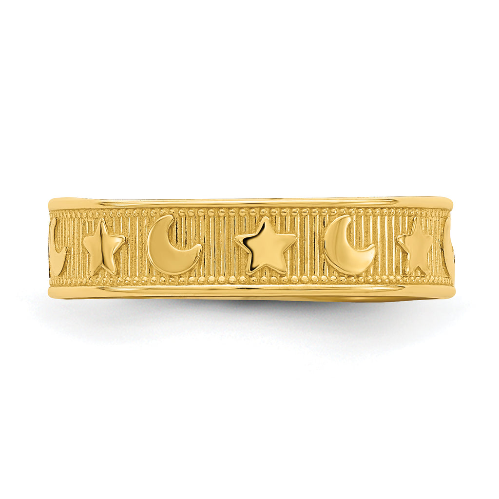 14K Star and Moon Adjustable Toe Ring