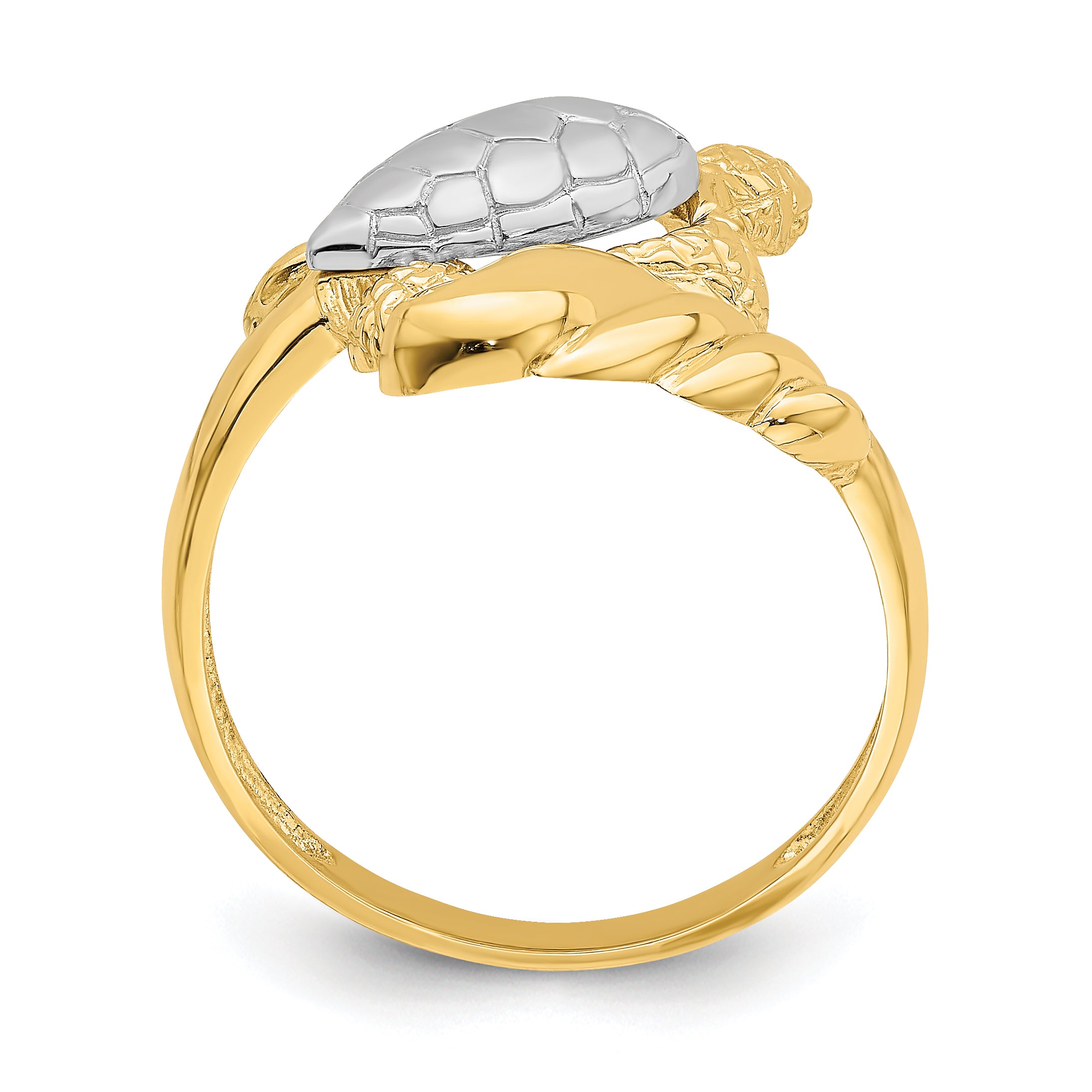 14K W/ Rhodium Turtle Ring Secondary image