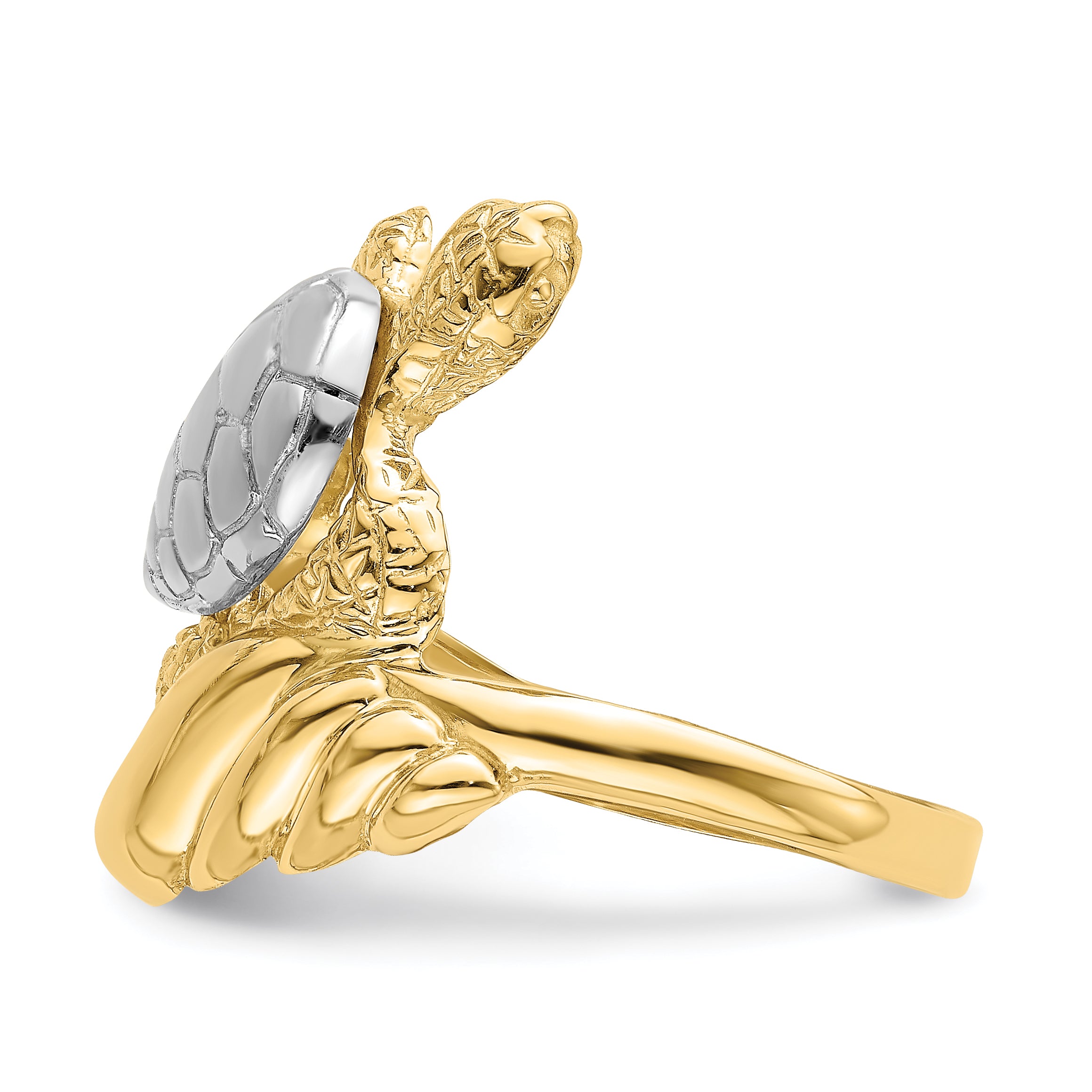 14K W/ Rhodium Turtle Ring