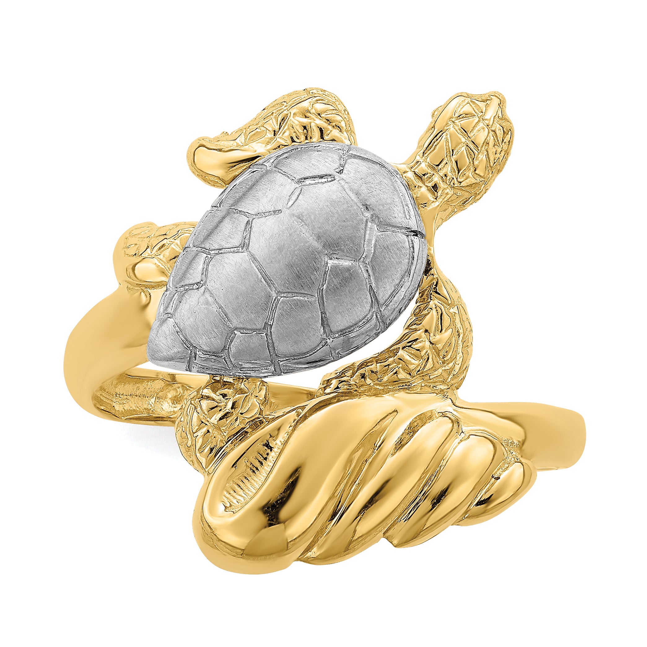 14K W/ Rhodium Turtle Ring