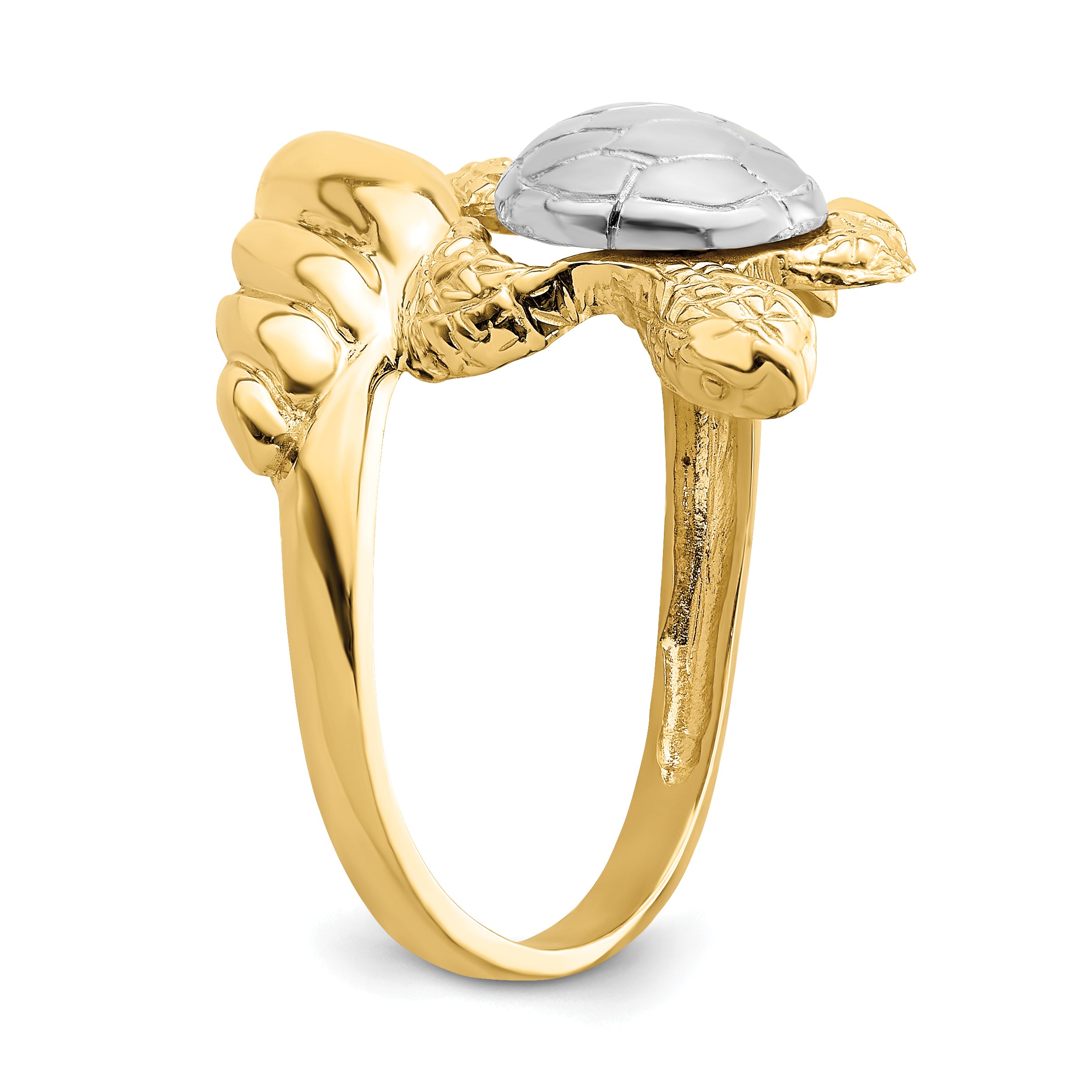 14K W/ Rhodium Turtle Ring