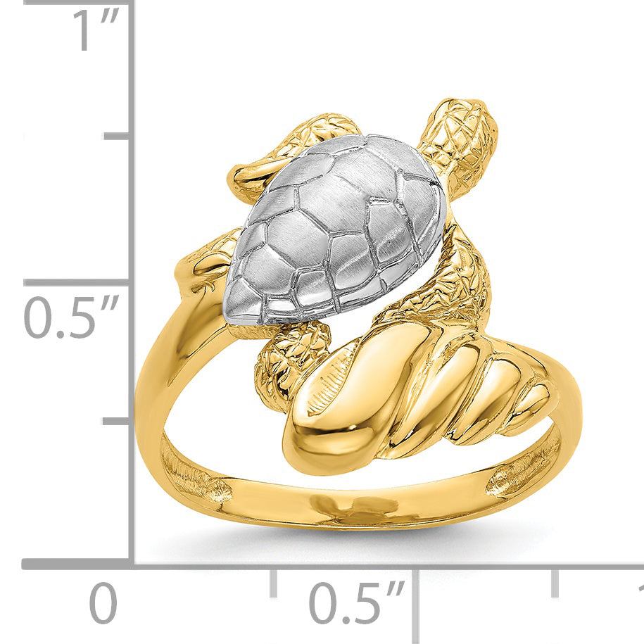 14K W/ Rhodium Turtle Ring