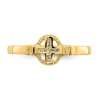 14k Polished Cross In Circle Ring