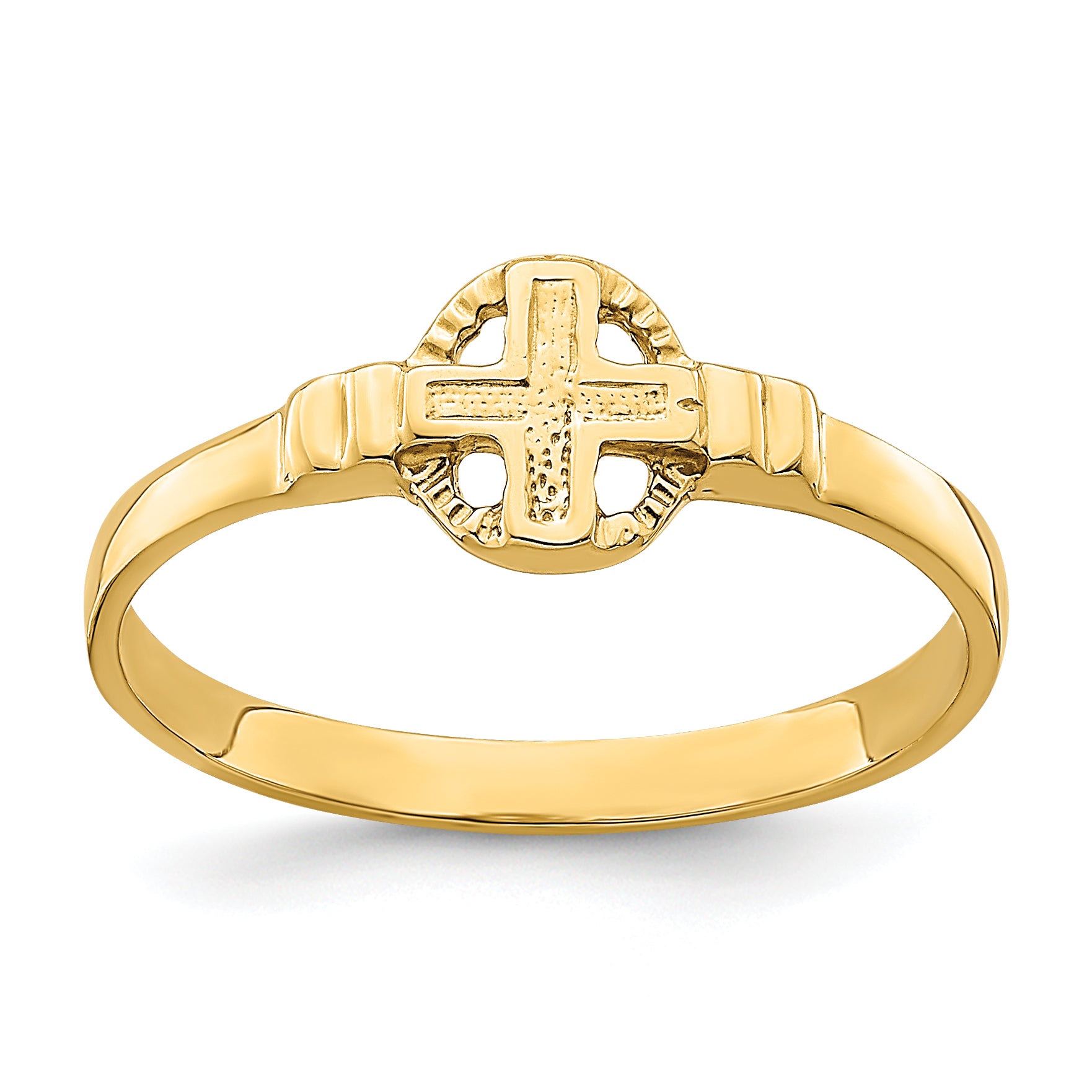 14k Polished Cross In Circle Ring Main image