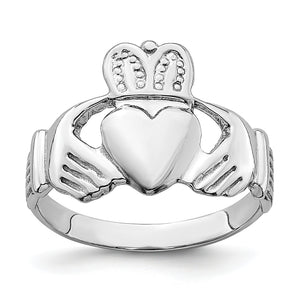Claddagh Ring in 14K White Gold, 2.4mm, Size 7 - Sophia Jewelers