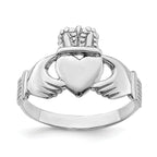 14k White Gold Polished Claddagh Ring