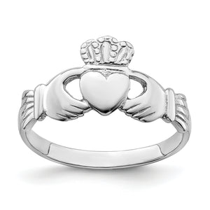 Claddagh Ring in 14K White Gold, 2.2mm, Size 7 - Sophia Jewelers