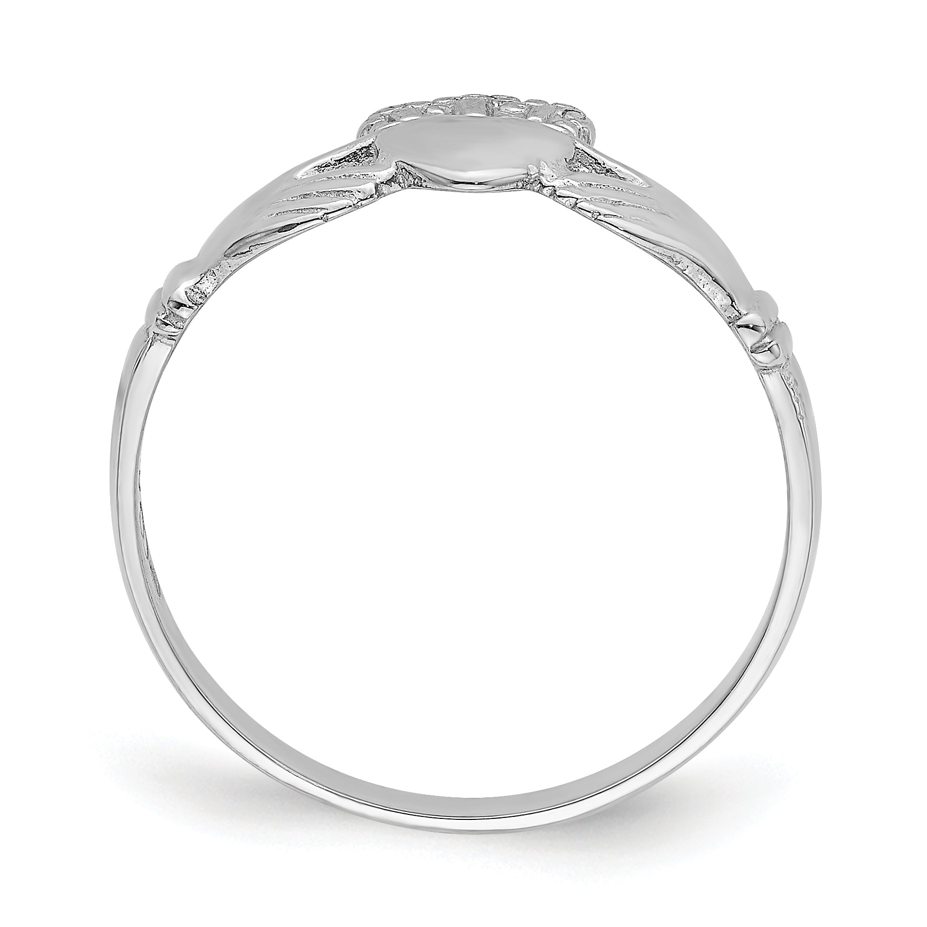 14k White Gold Polished Claddagh Ring Secondary image
