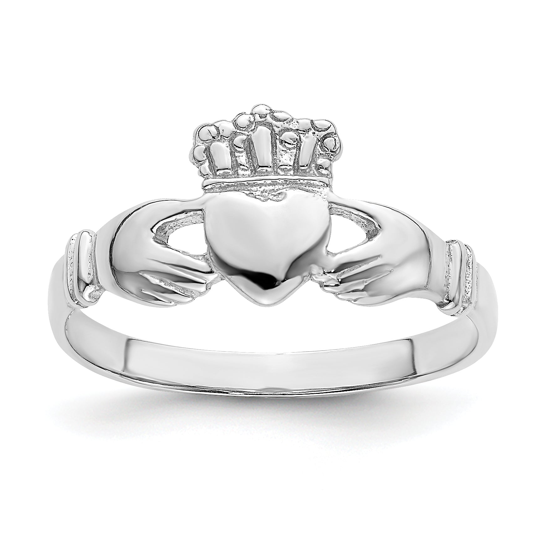 14k White Gold Polished Claddagh Ring Main image