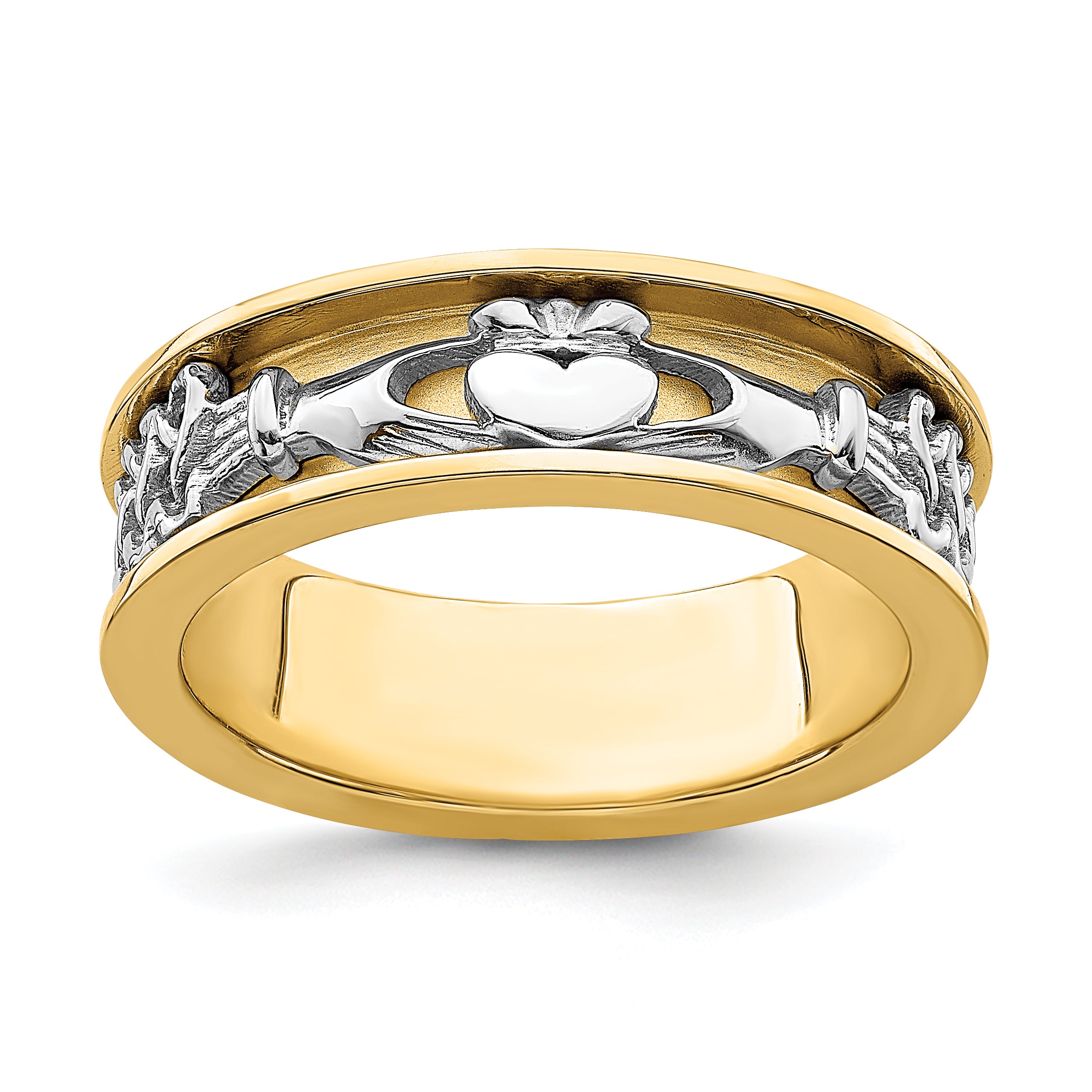 14k Two Tone Claddagh Band Main image