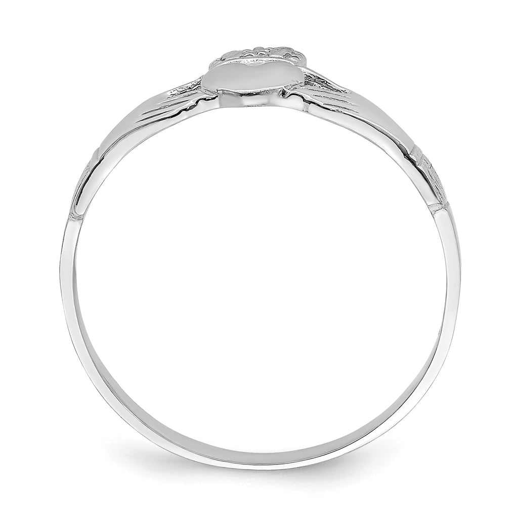 14k White Gold Polished Claddagh Ring