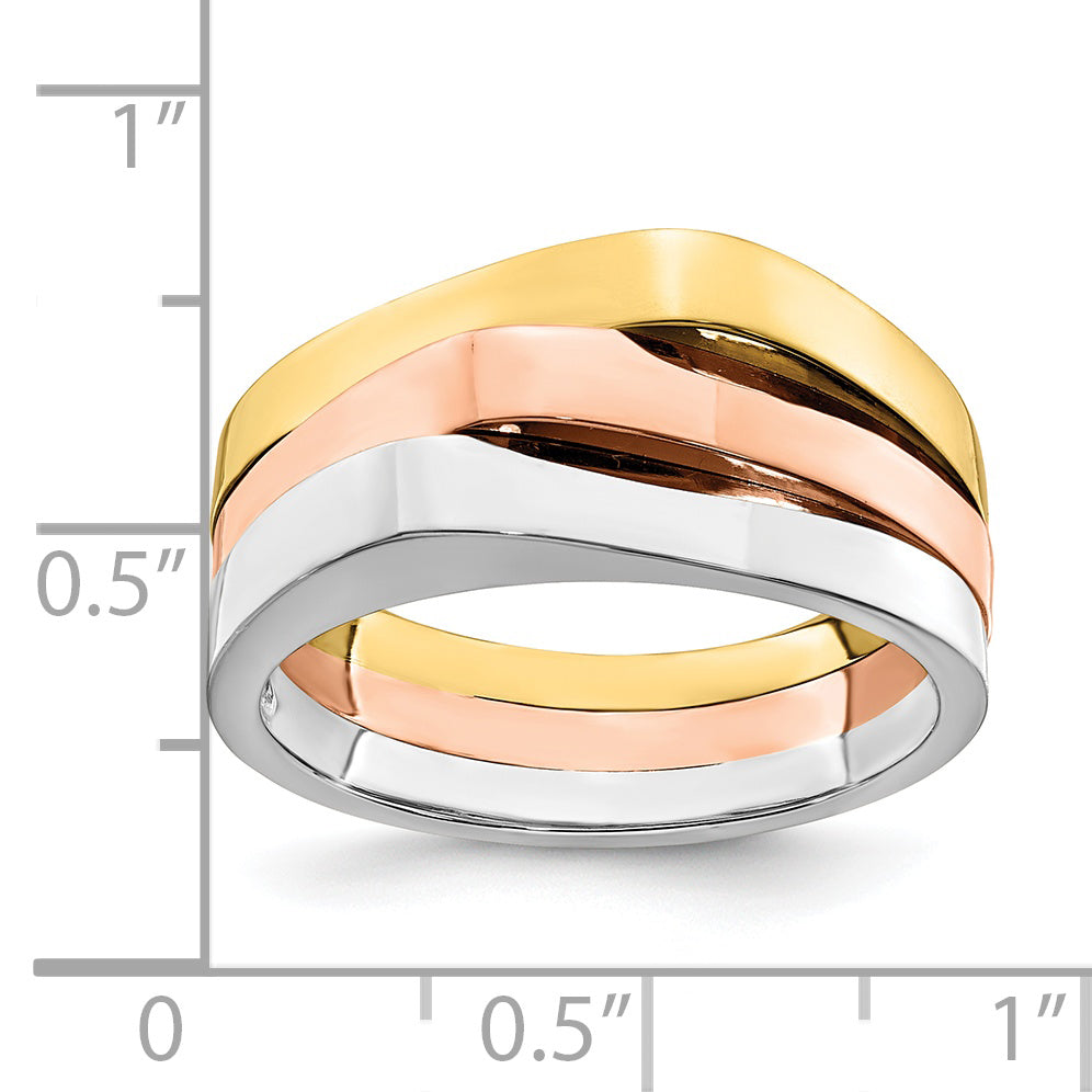 14k Tri-Color Triple Peaked Top Band