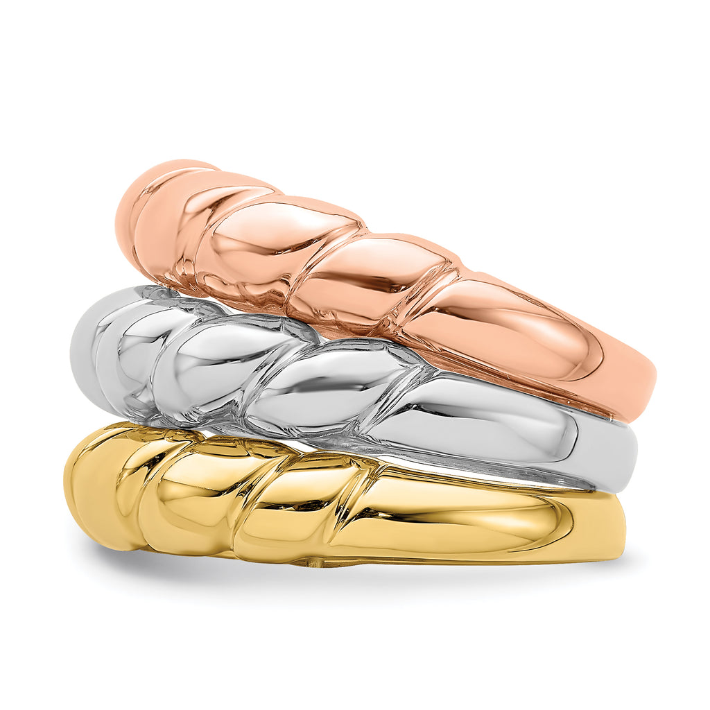 14k Tri-Color Triple Shrimp Band