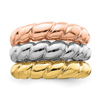 14k Tri-Color Triple Shrimp Band