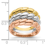 14k Tri-Color Triple Shrimp Band