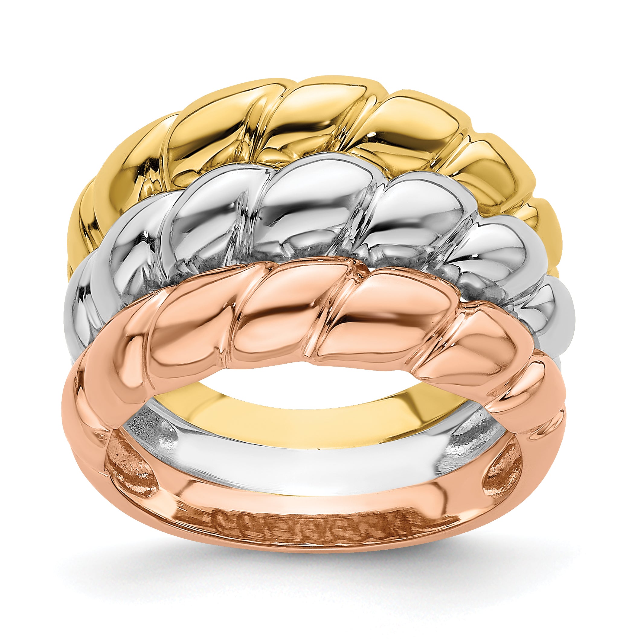 14k Tri-Color Triple Shrimp Band Main image