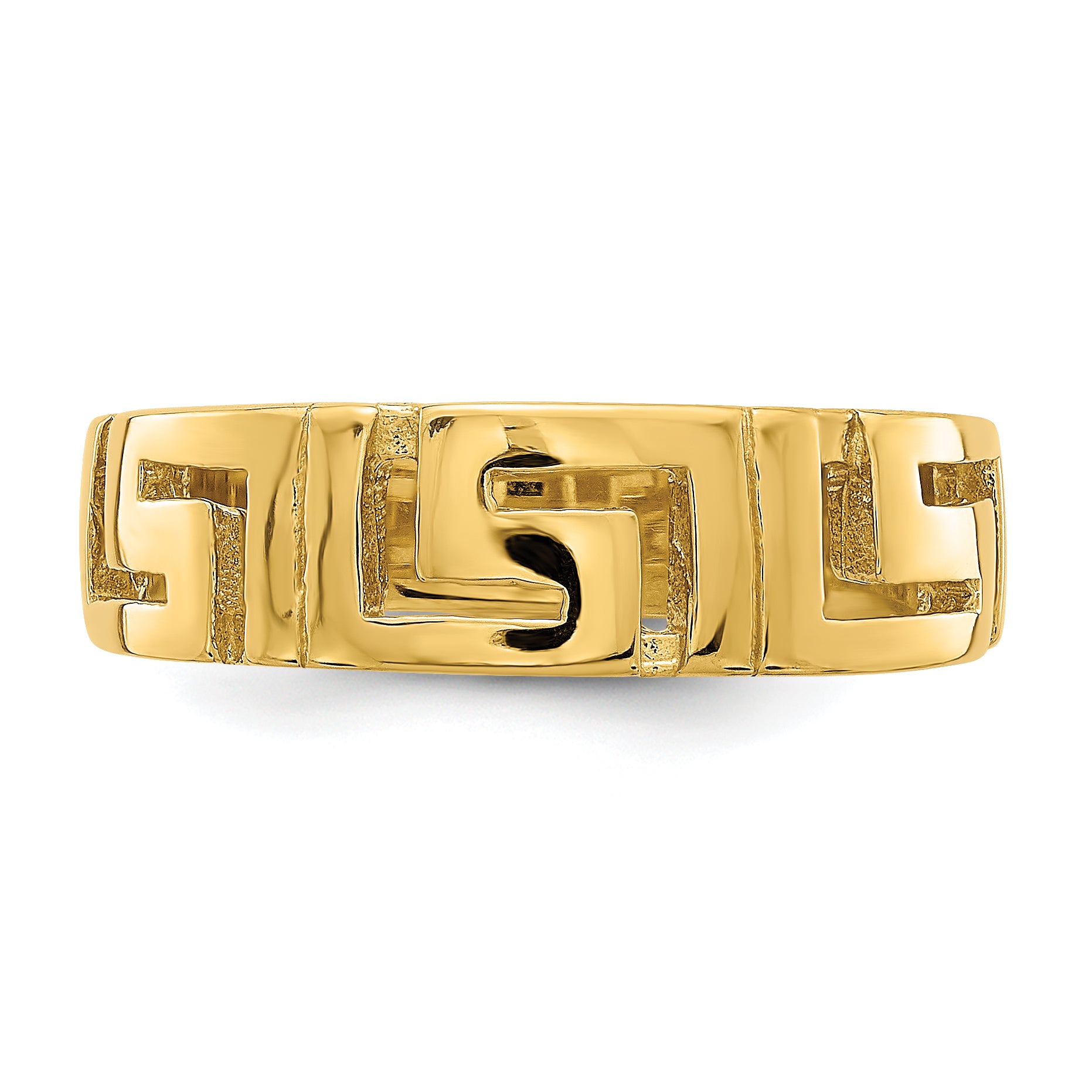 14k Greek Key Band w/ Tapered Shank Ring