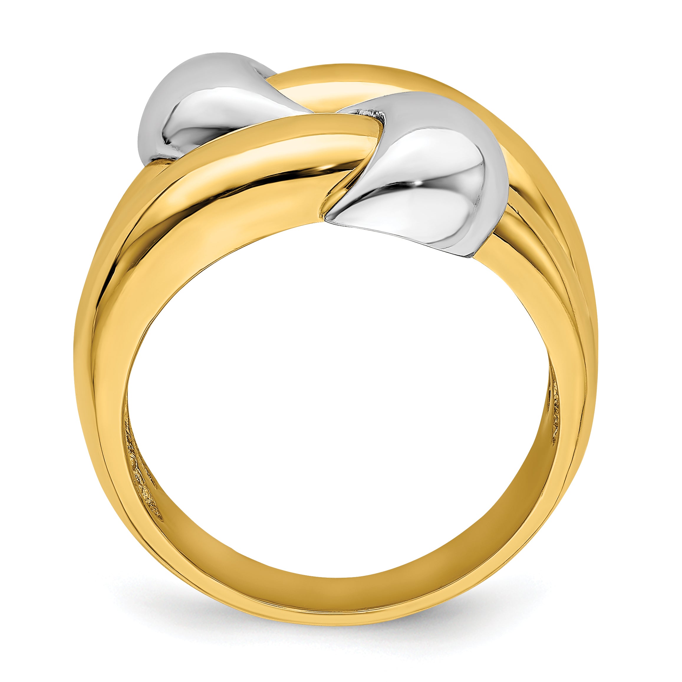 14K Two-Tone Polished Knot Dome Band
