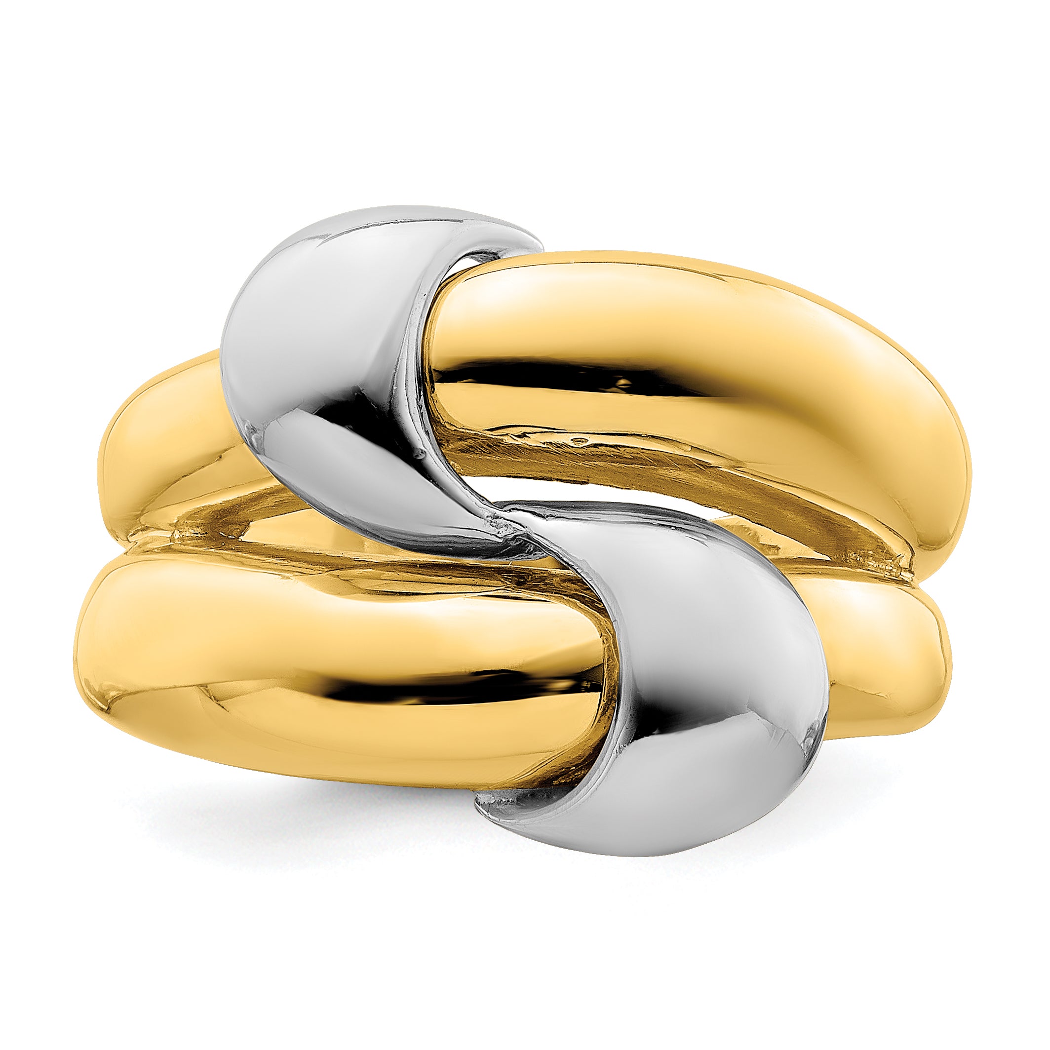 14K Two-Tone Polished Knot Dome Band
