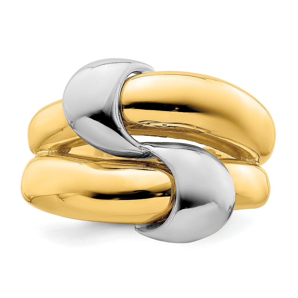14K Two-Tone Polished Knot Dome Band