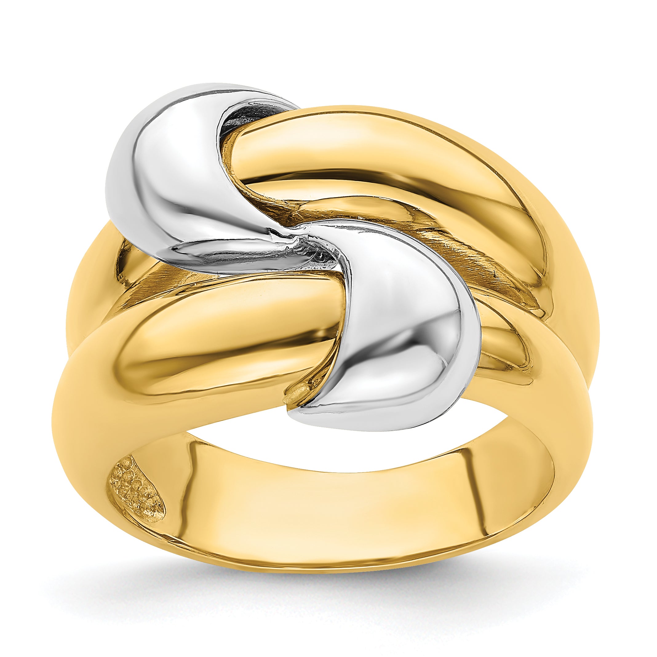 14K Two-Tone Polished Knot Dome Band Main image