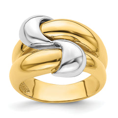 14K Two-Tone Polished Knot Dome Band