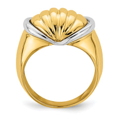 14k Two-tone Oval Shrimp Fan Design Ring