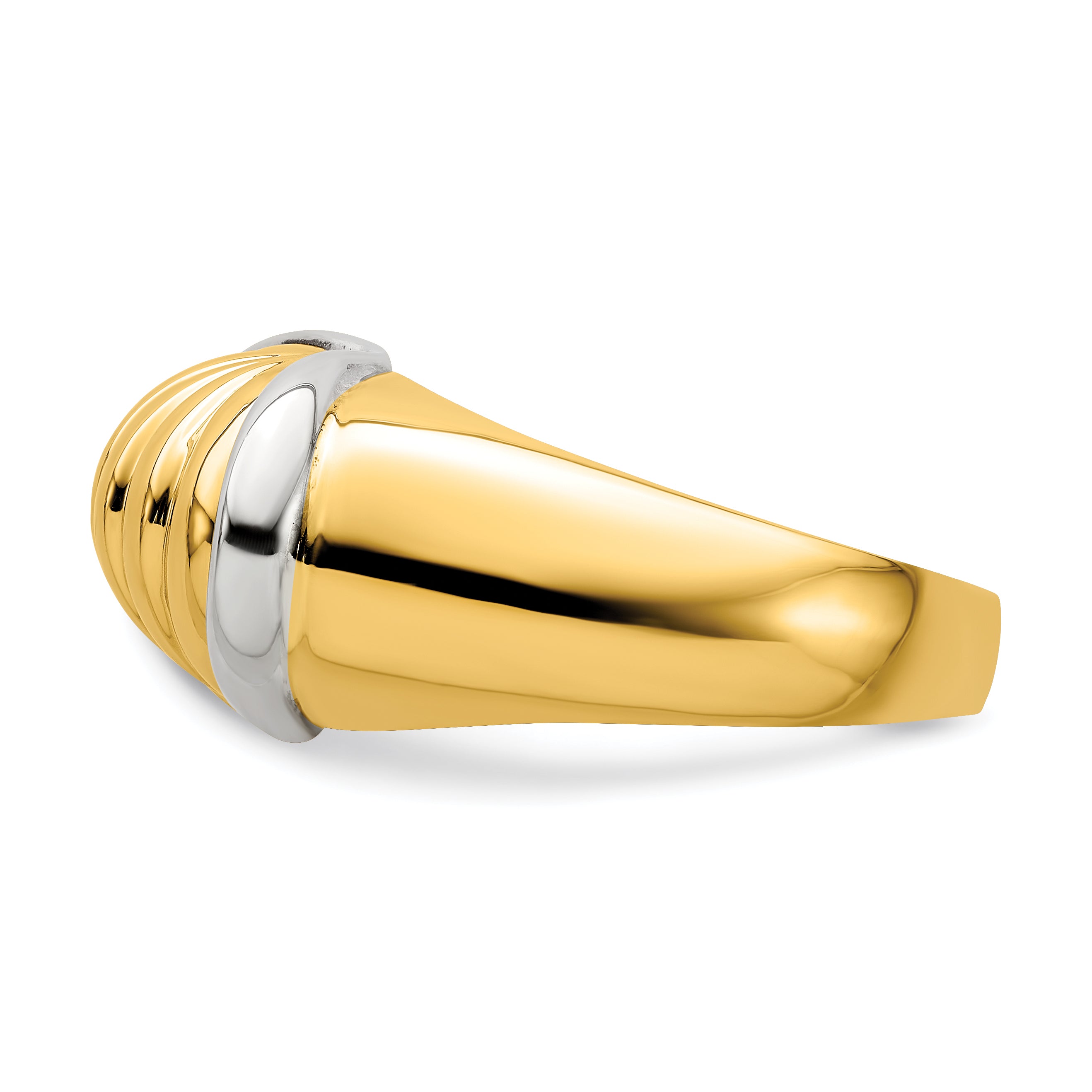 14k Two-tone Oval Shrimp Fan Design Ring