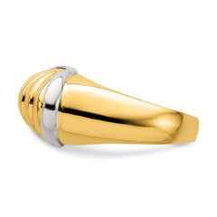 14k Two-tone Oval Shrimp Fan Design Ring