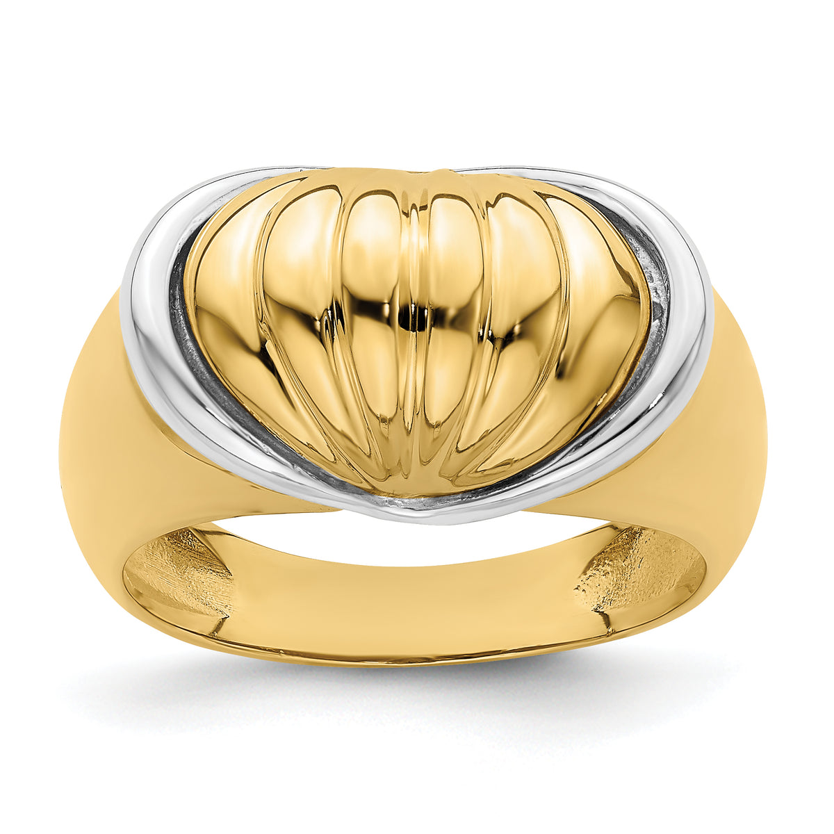 14k Two-tone Oval Shrimp Fan Design Ring