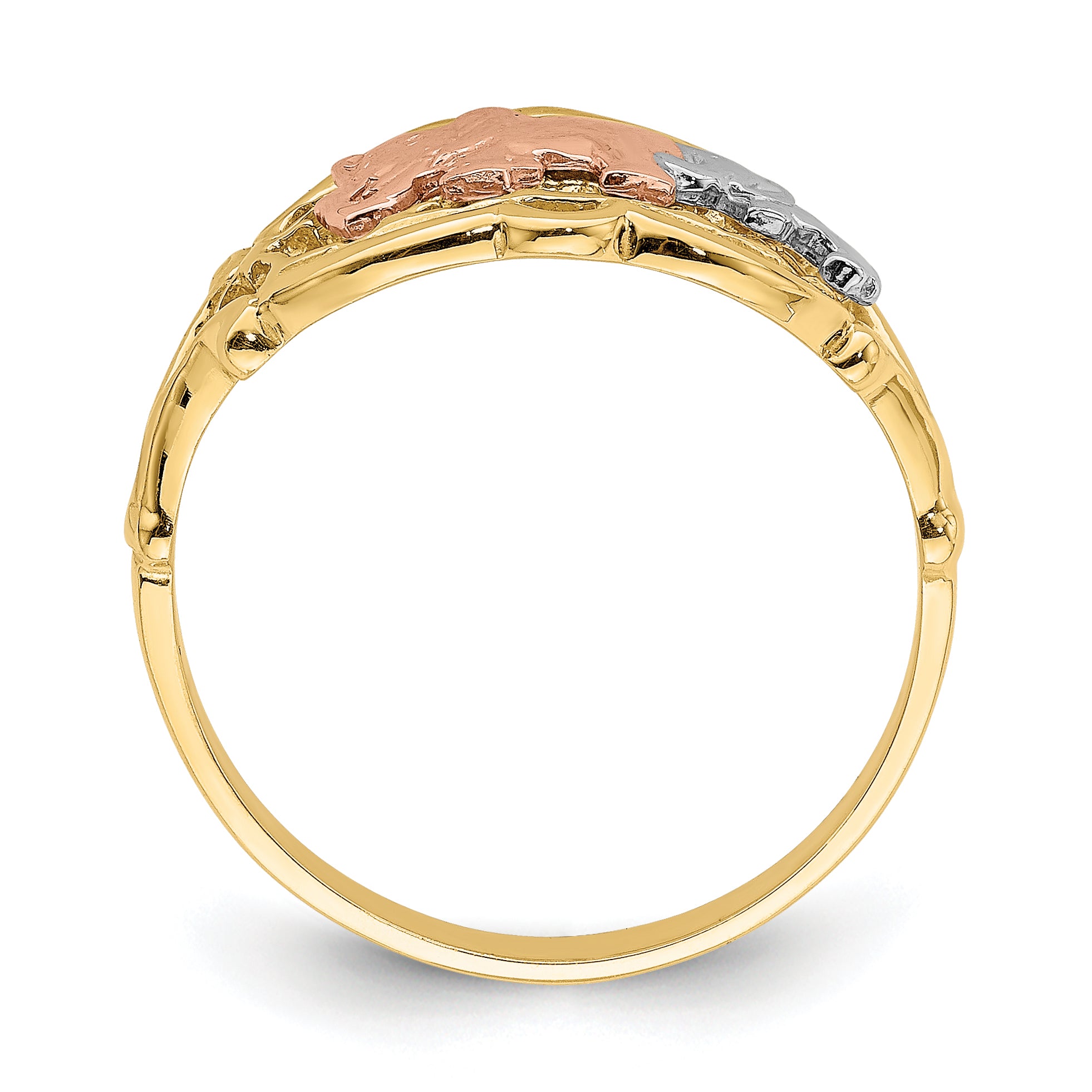 14k Two-Tone w/ White RH Two Elephants Ring Secondary image