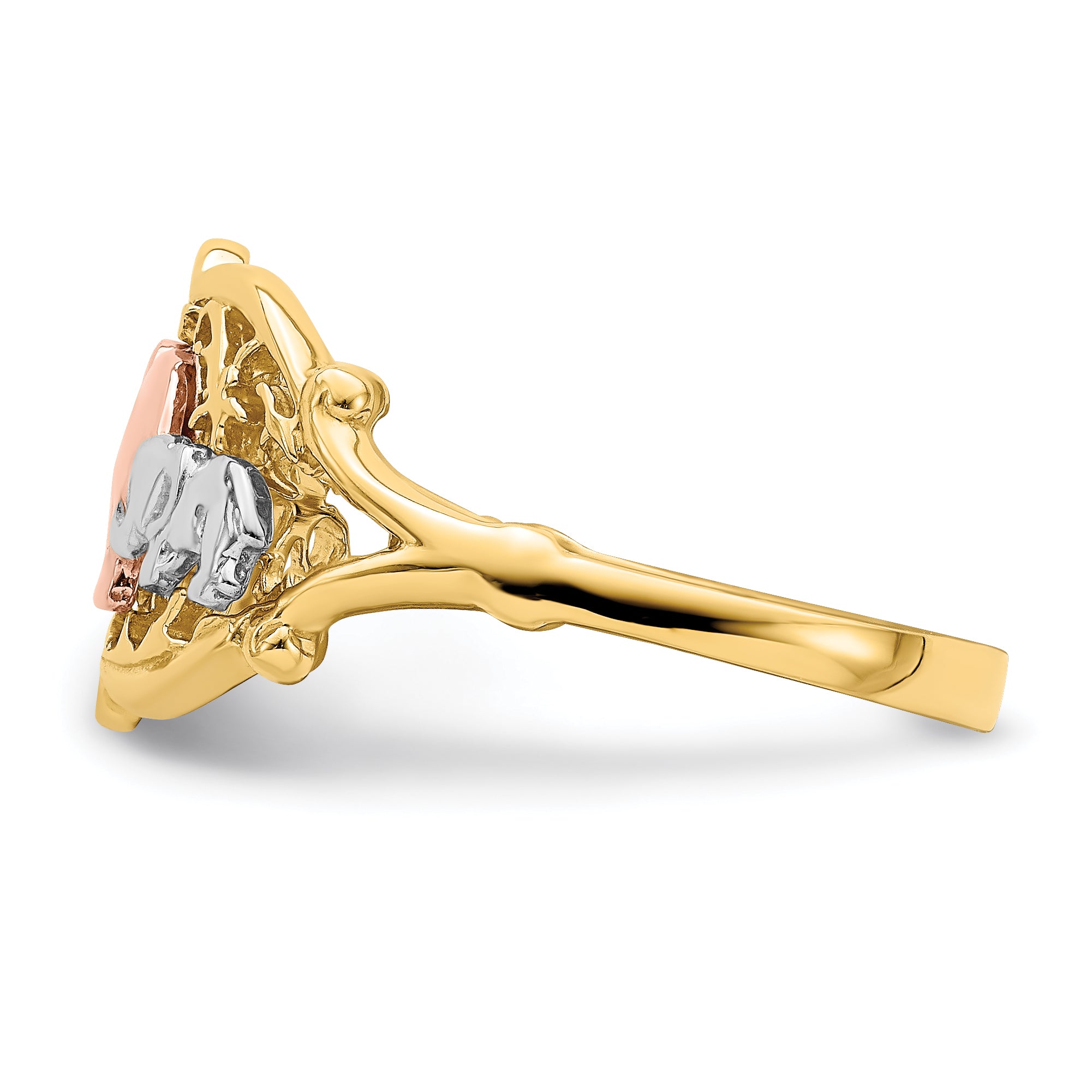 14k Two-Tone w/ White RH Two Elephants Ring