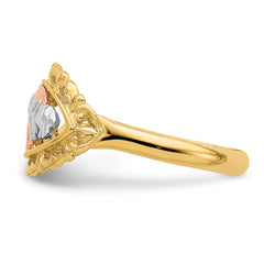 14k Two-tone w/White Rhodium Two Elephants Ring
