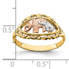 14k Two-tone w/White Rhodium Two Elephants Ring