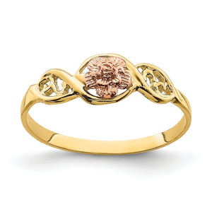 Twisted Leaf Shoulders Flower Ring in 14K Two-Tone Gold, Size 7 - Sophia Jewelers