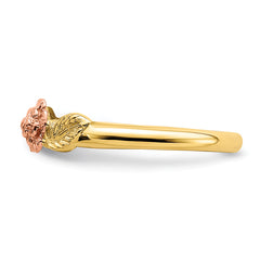 14k Two Tone D/C Leaves w/ Flower Ring