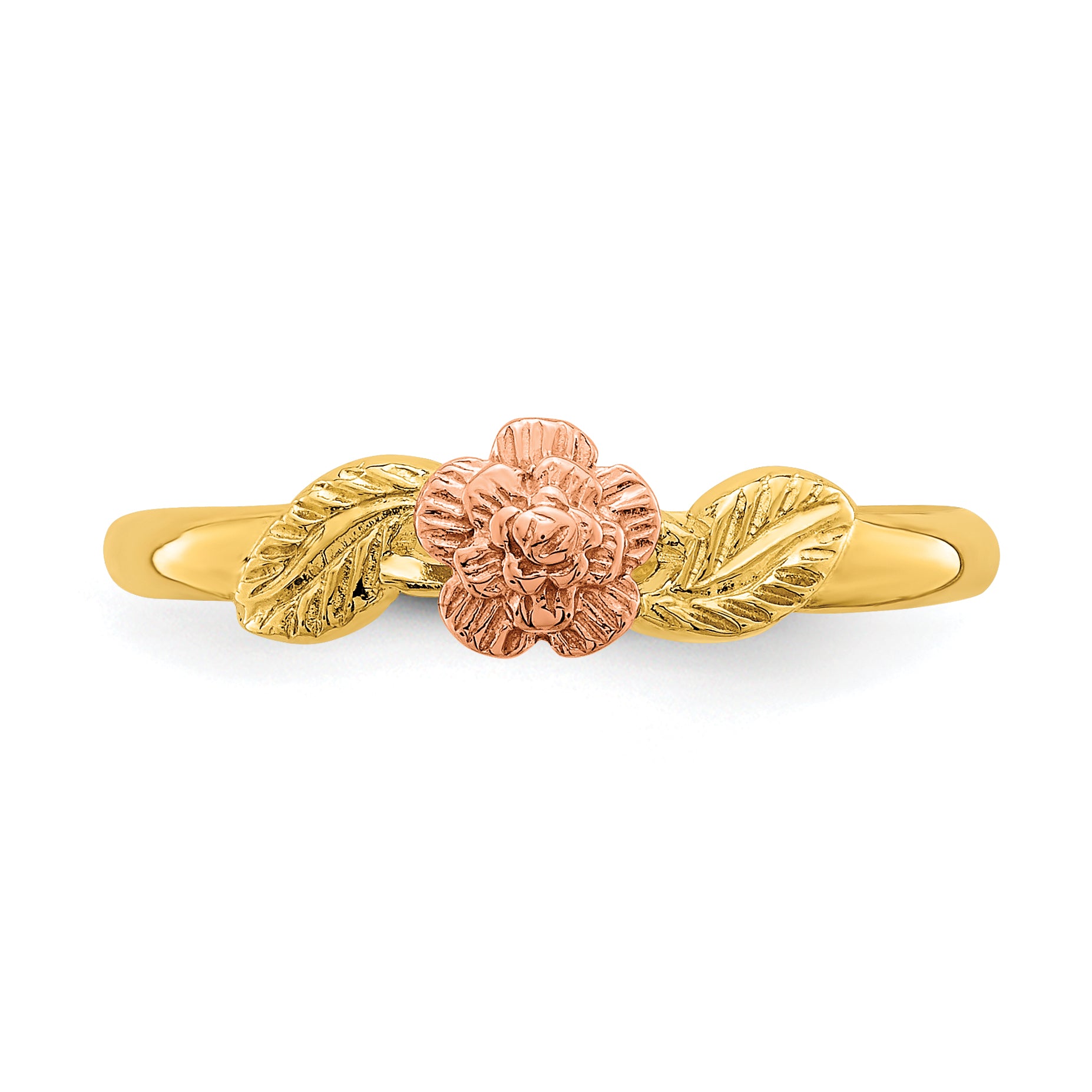 14k Two Tone D/C Leaves w/ Flower Ring
