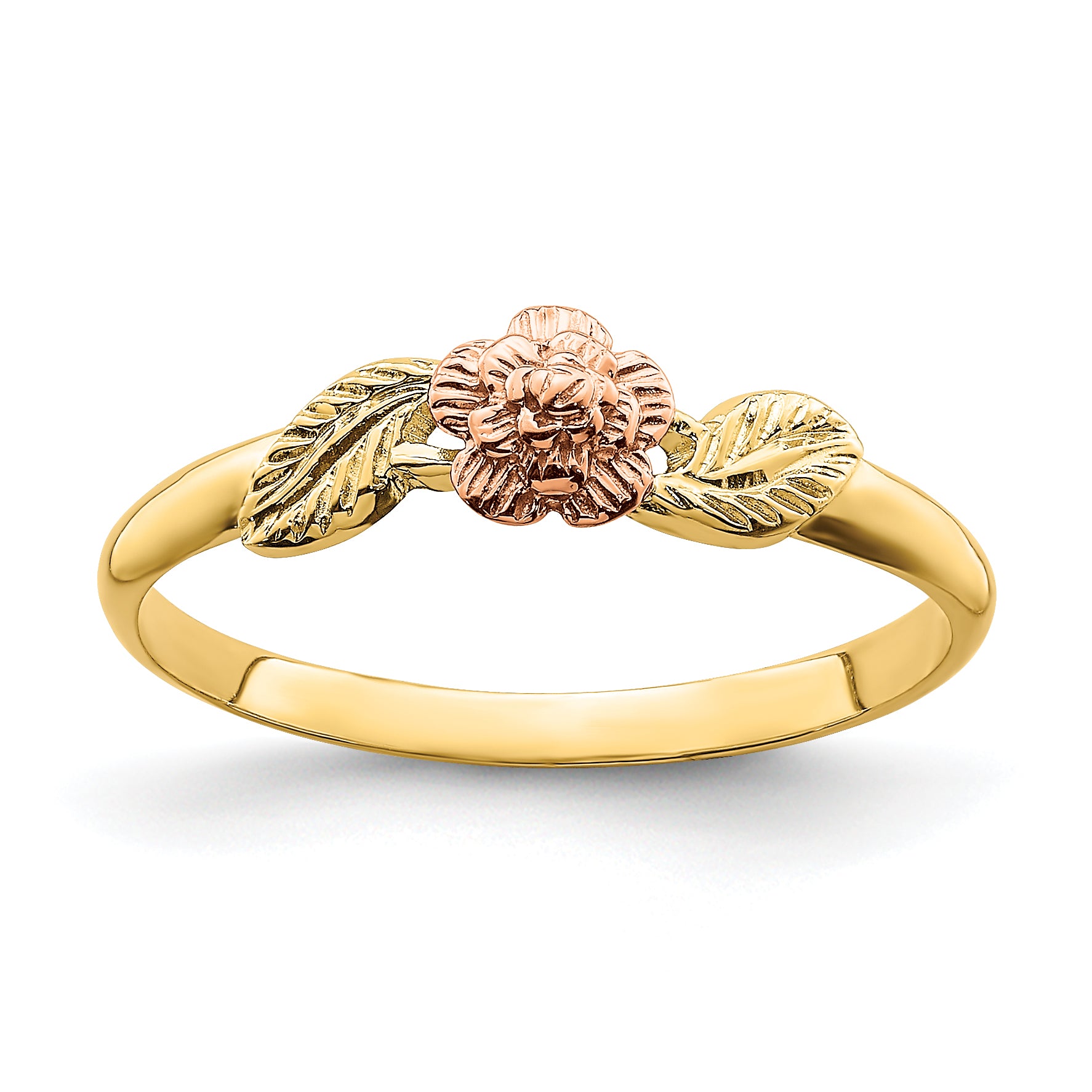 14k Two Tone D/C Leaves w/ Flower Ring