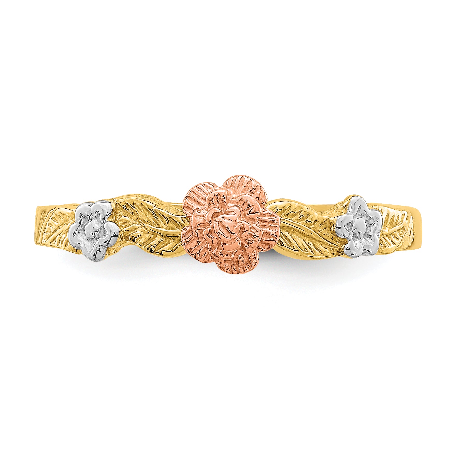 14k Two-Tone w/White Rhodium Flower Ring