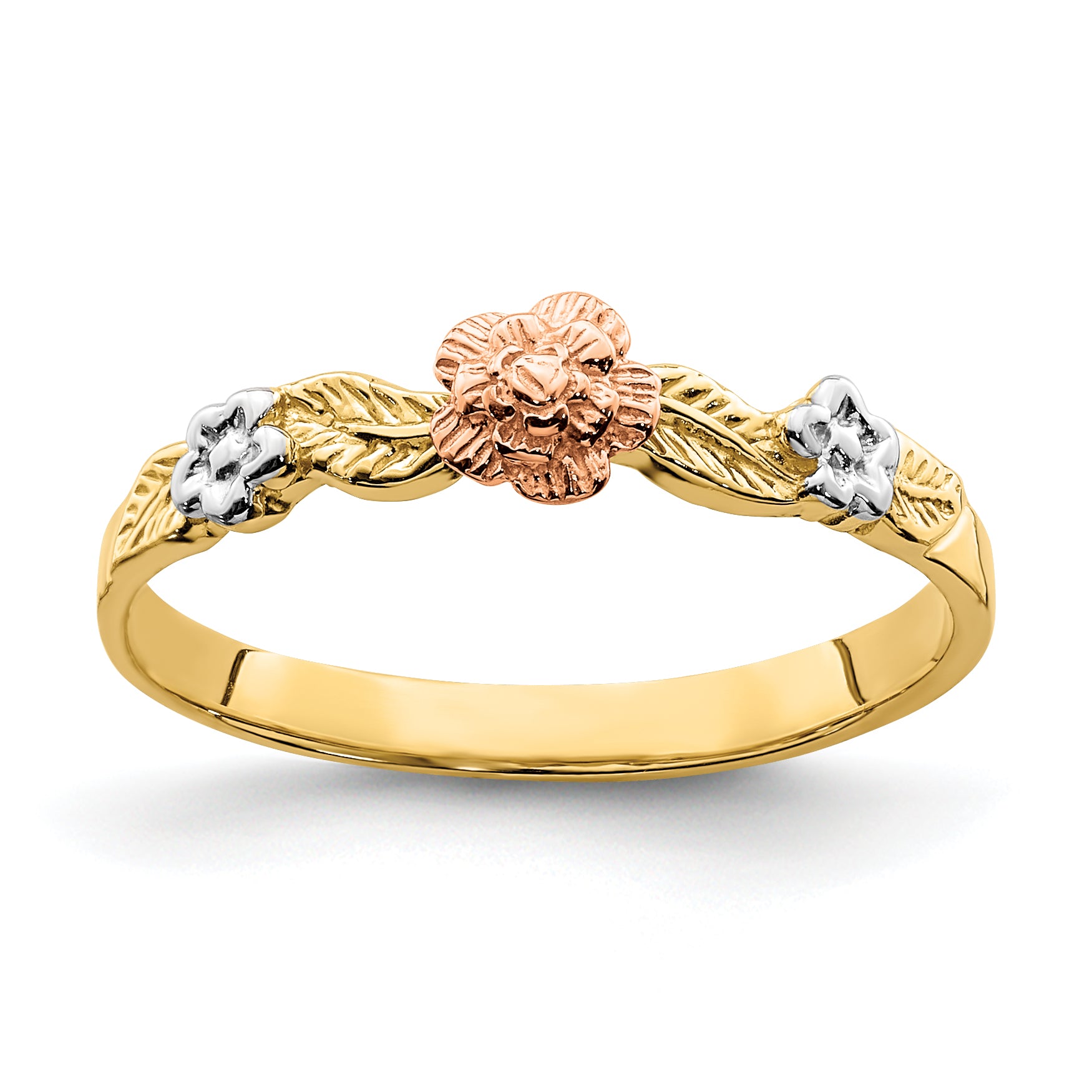 14k Two-Tone w/White Rhodium Flower Ring Main image