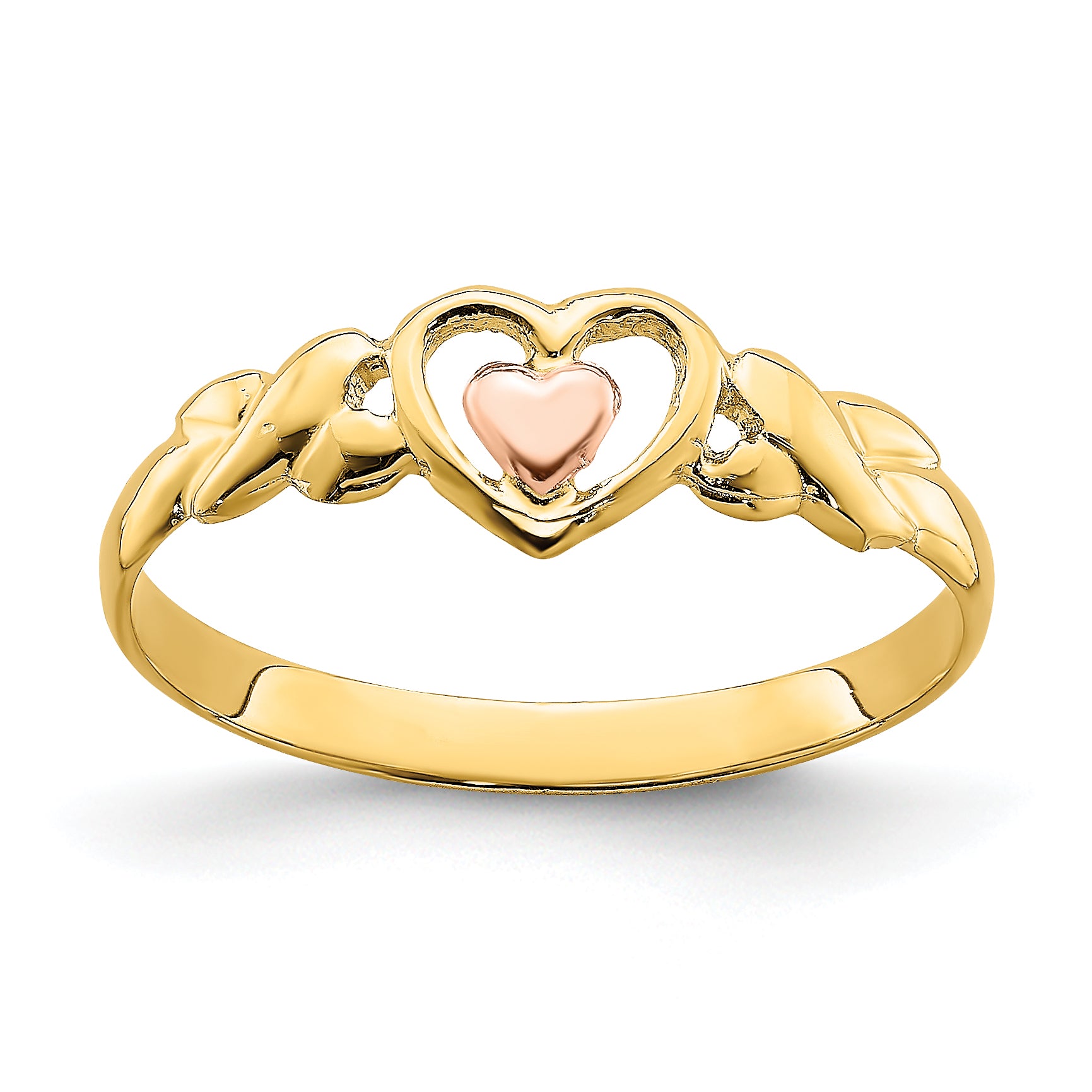 14k Two-Tone Polished Hearts Ring Main image